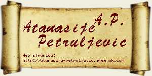 Atanasije Petruljević vizit kartica
